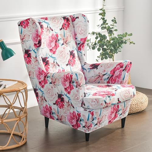 Pendejato Wing Chair Slipcovers 2 Pink Pieces Set