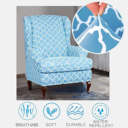YOPOIY 2 Piece Soft Wingback Chair Cover