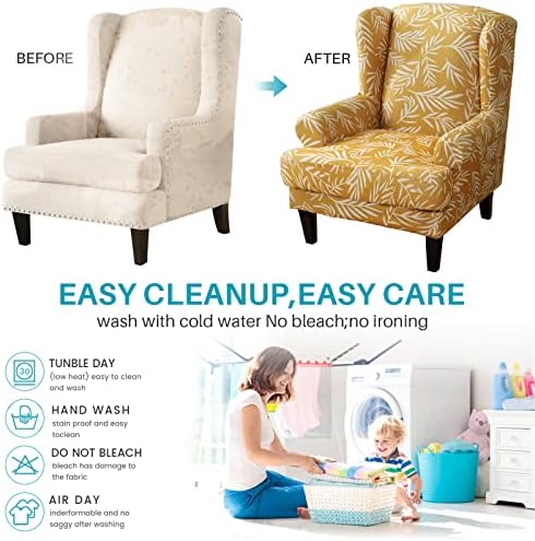 MIFXIN 2-Piece Wingback Chair Slipcovers with Cushion Cover