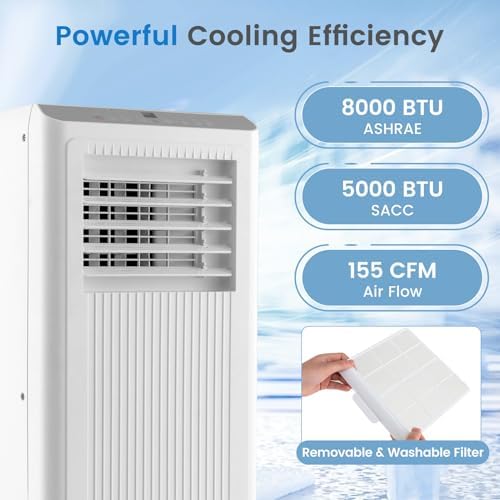 COSTWAY 8000 BTU Portable AC Unit with Remote and Digital Display