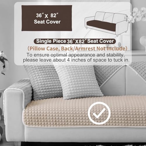 Soft Plush Plaid Couch Cover for 3 Cushion Coffee Table