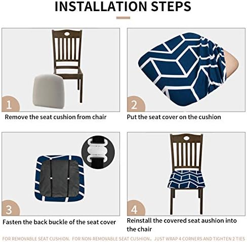 Gute Stretch Printed Chair Covers with Elastic Ties and Button Blue