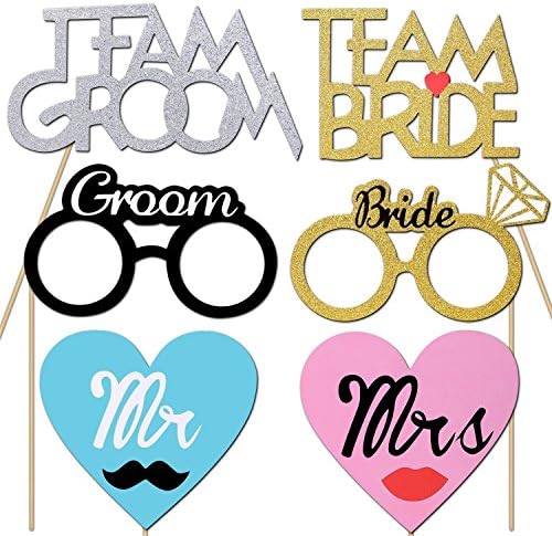 52pcs Wedding Photo Booth Props Set for Bridal Shower and Valentines Day