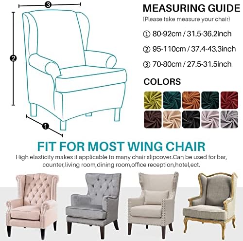 MIFXIN Velvet Stretch Wingback Chair Slipcover Set