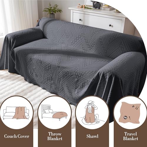Waterproof Couch Cover with 3 Cushions Dark Grey