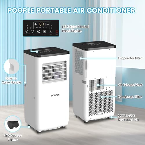POOPLE 8000 BTU Portable AC Unit with 5 Modes and Remote Control
