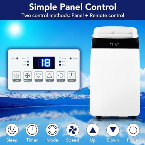 14000 BTU Portable AC Unit with Dehumidifier and Fan Mode