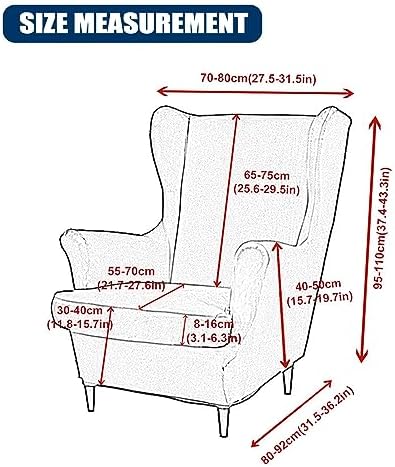 2 Piece Wingback Chair Slipcover with Arms - White