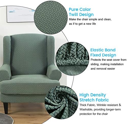 GULI Wingback Chair Cover 2-Piece Set Green