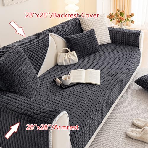 Velvet Couch Cover Washable Non-Slip Plush