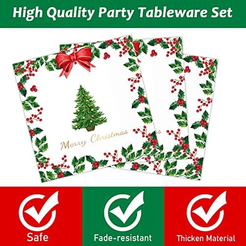 Gisgfim 96 Pcs Christmas Paper Plates Napkins Party Supplies