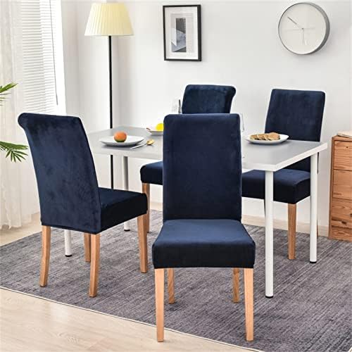 Velvet Chair Covers Set of 6 for Dining Room Navy