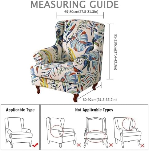 Chickwin Stretch Wingback Chair Slipcover Purple Flower