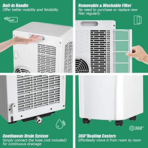 COSTWAY 8000 BTU Portable Air Conditioner with Dehumidifier and Fan Modes