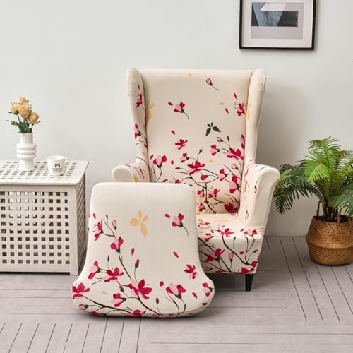 Stretch Wingback Chair Cover Set 2 Piece