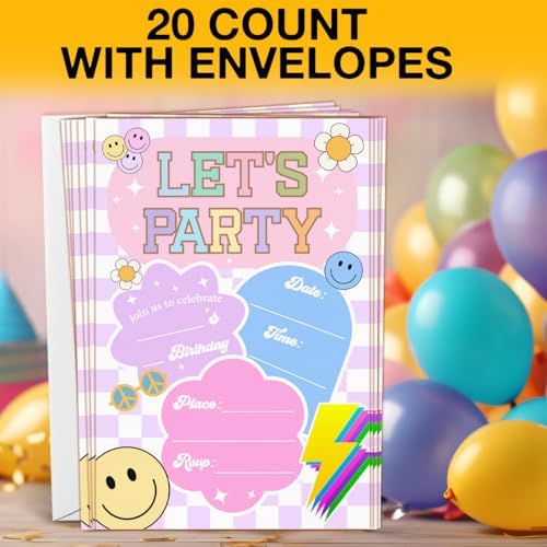 RNYJJ Retro Smile Party Invitations 20 Count Double Sided