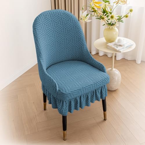 Stretch Print Wingback Side Chair Slipcover Set of 4 Light Grey