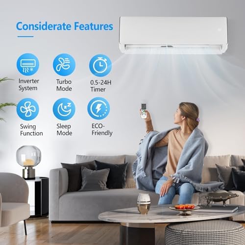 Bonnlo 17000BTU Wifi Enabled Mini Split AC Heater Unit