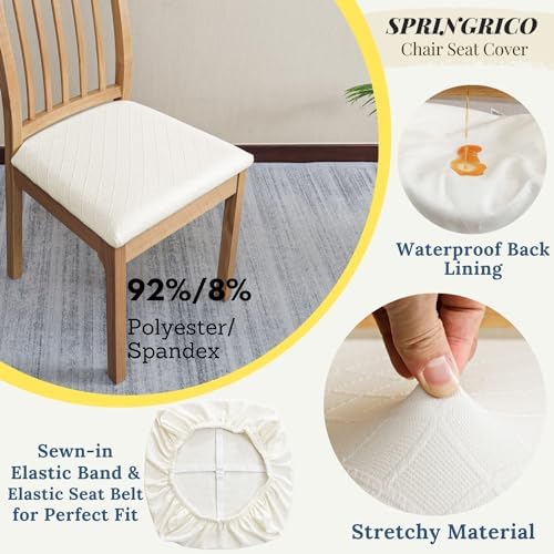 Springrico Waterproof Seat Covers for Dining Chairs Set of 4