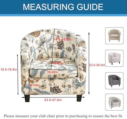 KRFOONN 2 Piece Stretch Chair Slipcover for Club and Tub Chairs