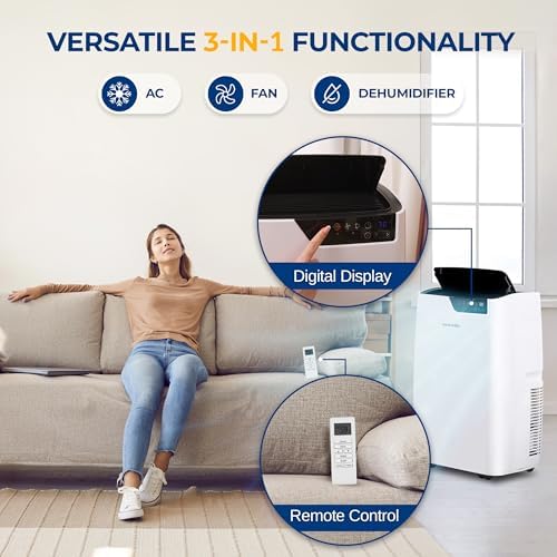 SereneLife SLACP12 12000 BTU Portable AC Unit with Dehumidifier and Fan