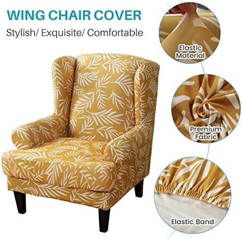 MIFXIN 2-Piece Wingback Chair Slipcovers with Cushion Cover
