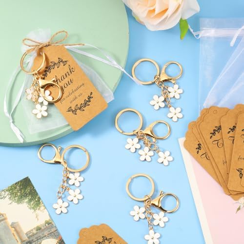 20 Piece White Flower Keychain Party Favor Set
