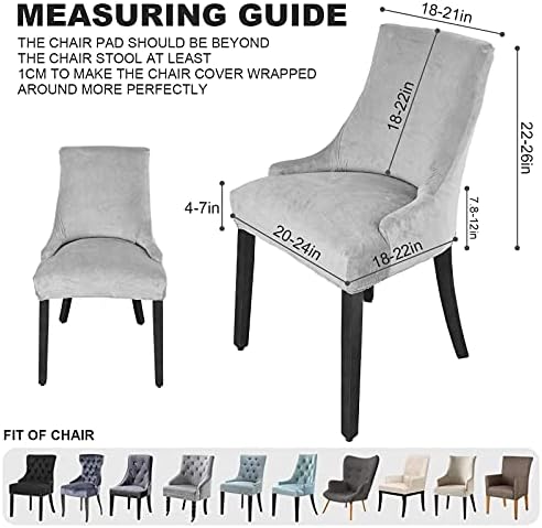 MIFXIN Velvet Wingback Chair Slipcover Set of 2 Dark Grey