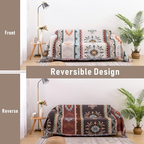 Homcosan Reversible Sofa Cover with Tassels