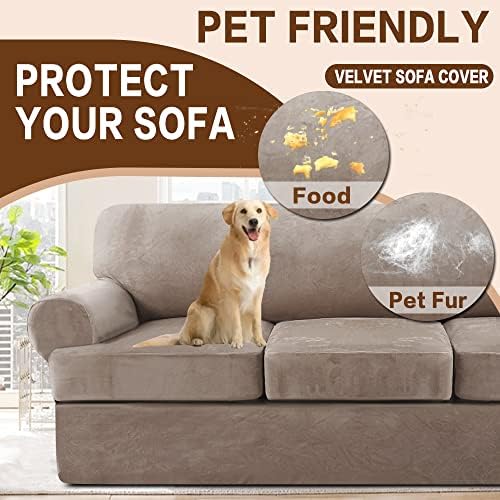 KPPKOU Stretch T Cushion Sofa Slipcover 3 Piece Set