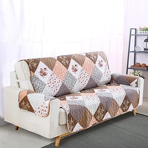Yiran Floral Patchwork Sofa Cover Soft Microfiber 3 Seater