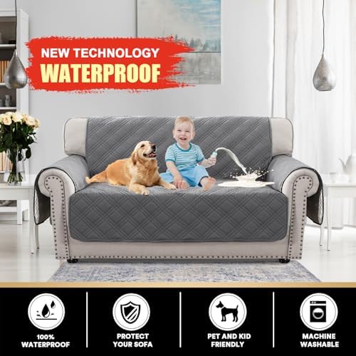 PrinceDeco Waterproof Loveseat Covers 48 Grey