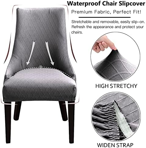 KELUINA Wingback Chair Covers Set of 2 Light Gray
