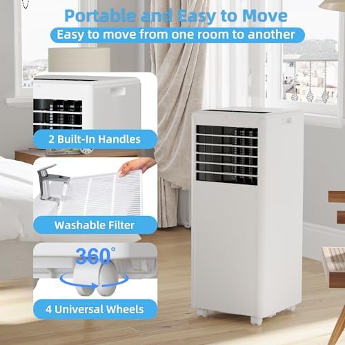 JustSmart 8000Btus Portable AC 3-in-1 Cooling Fan Dehumidifier