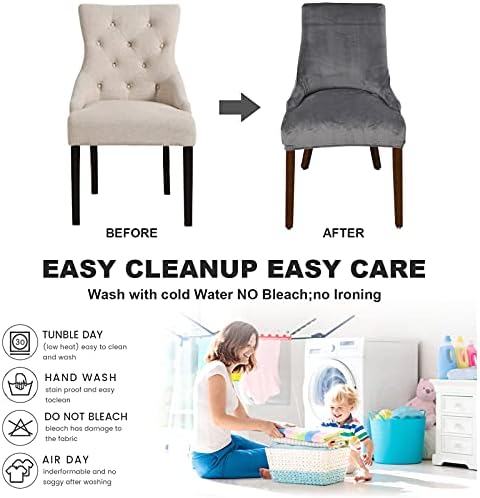 MIFXIN Velvet Wingback Chair Slipcover Set of 2 Dark Grey