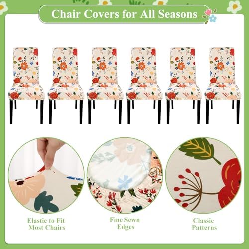 UArtlines Chair Covers Set of 6 for Dining Room