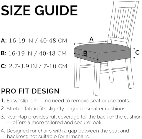 Lawalon Pro Fit Dining Chair Seat Cover Set of 2 Blue