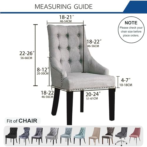 KELUINA Jacquard Waterproof Stretch Wingback Chair Cover Slipcover - 2PC Navy