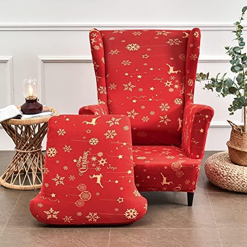 Wing Chair Slipcovers with Elastic Bottom and Stretch Spandex