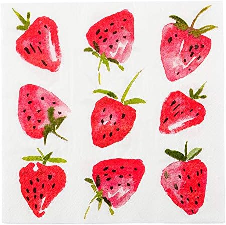 13 Inch Paper Napkins with Strawberry Design