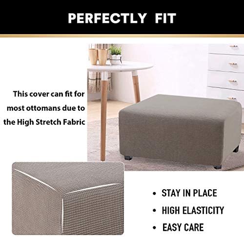 Stretch Ottoman Cover with Thick Checked Fabric