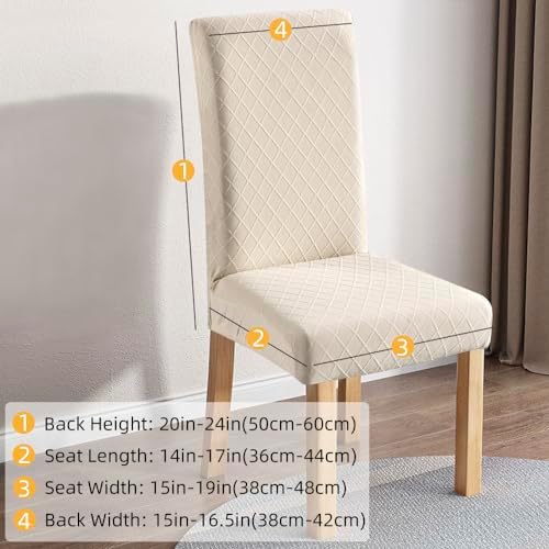 Waterproof Dining Chair Covers 6 Pack Beige