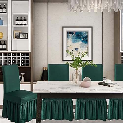 Molasofa Chair Covers Set of 4 Dark Green Stretch Slipcovers