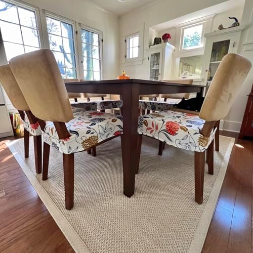 SearchI Water Repellent Dining Chair Seat Covers Set of 4 Orange Flower