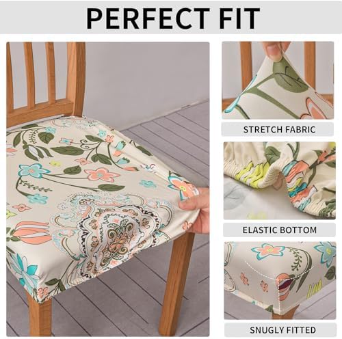 FUANGUI Dining Chair Covers 4 Pack Stretch Jacquard
