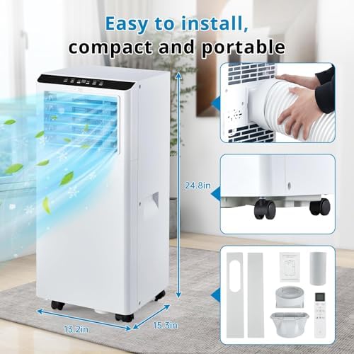Euker 8000 BTU Portable Air Conditioner with Fan Mode and Dehumidifier
