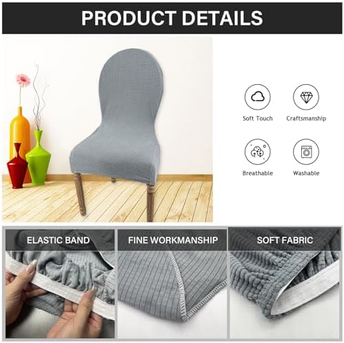 Elastic Dining Chair Slipcovers 4pcs Gray
