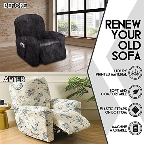 CRFATOP Recliner Chair Slipcover with Pockets 4-Piece Set