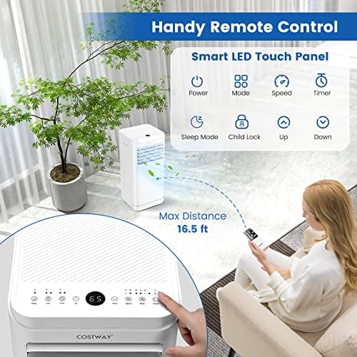 COSTWAY 8000 BTU Portable Air Conditioner with Dehumidifier and Fan Mode