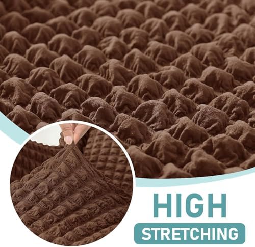 Stretch Seersucker Wingback Chair Slipcover Set with Skirt and Ottoman Cover